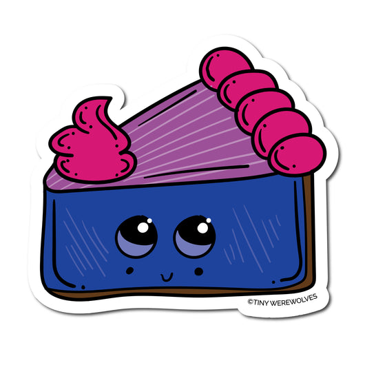 Based in Chicago by queer artist & designer Kayla Pekkala - Tiny Werewolves | Bisexual Pie Sticker in 5" Sticker | Shop to get your Sticker with collections featuring retro-inspired designs infused with social commentary art, highlighting modern social & current events.