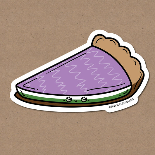 Based in Chicago by queer artist & designer Kayla Pekkala - Tiny Werewolves | Gender Queer Pie Sticker in | Shop to get your Sticker with collections featuring retro-inspired designs infused with social commentary art, highlighting modern social & current events.