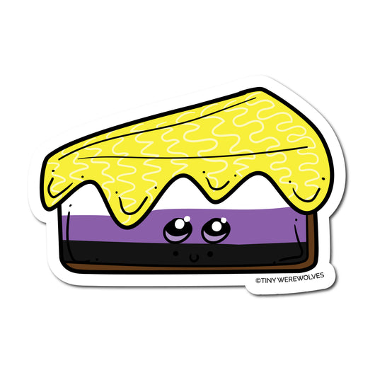 Based in Chicago by queer artist & designer Kayla Pekkala - Tiny Werewolves | Non-Binary Pie Sticker in 5" Sticker | Shop to get your Sticker with collections featuring retro-inspired designs infused with social commentary art, highlighting modern social & current events.