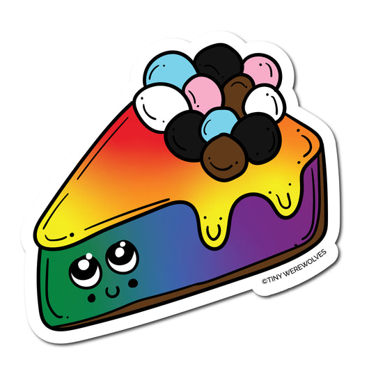 Based in Chicago by queer artist & designer Kayla Pekkala - Tiny Werewolves | Progressive Rainbow Pie Sticker in 5" Sticker | Shop to get your Sticker with collections featuring retro-inspired designs infused with social commentary art, highlighting modern social & current events.
