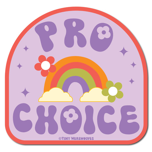 Based in Chicago by queer artist & designer Kayla Pekkala - Tiny Werewolves | Pro Choice Sticker in 5" Sticker | Shop to get your Sticker with collections featuring retro-inspired designs infused with social commentary art, highlighting modern social & current events.