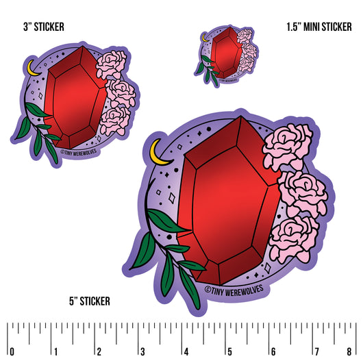 Based in Chicago by queer artist & designer Kayla Pekkala - Tiny Werewolves | January Crystal & Flower Birthstone Sticker in | Shop to get your Sticker with collections featuring retro-inspired designs infused with social commentary art, highlighting modern social & current events.