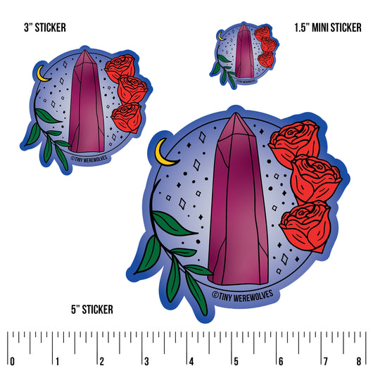 Based in Chicago by queer artist & designer Kayla Pekkala - Tiny Werewolves | June Crystal & Flower Birthstone Sticker in | Shop to get your Sticker with collections featuring retro-inspired designs infused with social commentary art, highlighting modern social & current events.