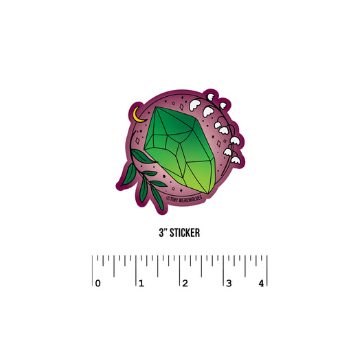 Based in Chicago by queer artist & designer Kayla Pekkala - Tiny Werewolves | May Crystal & Flower Birthstone Sticker in 3" Sticker | Shop to get your Sticker with collections featuring retro-inspired designs infused with social commentary art, highlighting modern social & current events.