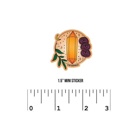 Based in Chicago by queer artist & designer Kayla Pekkala - Tiny Werewolves | November Crystal & Flower Birthstone Sticker in 1.5" Mini Sticker | Shop to get your Sticker with collections featuring retro-inspired designs infused with social commentary art, highlighting modern social & current events.
