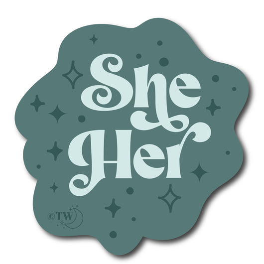 Based in Chicago by queer artist & designer Kayla Pekkala - Tiny Werewolves | She / Her Pronouns Retro Stars Sticker in 5" Sticker | Shop to get your Sticker with collections featuring retro-inspired designs infused with social commentary art, highlighting modern social & current events.