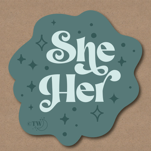 Based in Chicago by queer artist & designer Kayla Pekkala - Tiny Werewolves | She / Her Pronouns Retro Stars Sticker in | Shop to get your Sticker with collections featuring retro-inspired designs infused with social commentary art, highlighting modern social & current events.