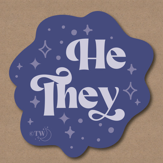 Based in Chicago by queer artist & designer Kayla Pekkala - Tiny Werewolves | He / They Pronouns Retro Stars Sticker in | Shop to get your Sticker with collections featuring retro-inspired designs infused with social commentary art, highlighting modern social & current events.