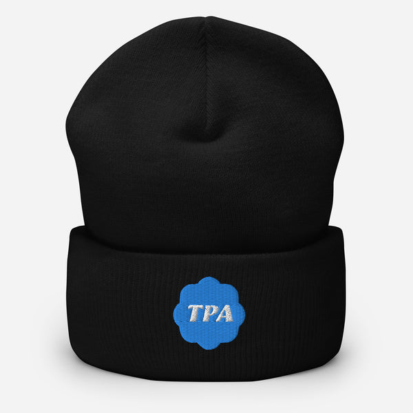 Based in Chicago by queer artist & designer Kayla Pekkala - Tiny Werewolves | TPA Verified Embroidered Cuffed Beanie in Black | Shop to get your Cuffed Beanie with collections featuring retro-inspired designs infused with social commentary art, highlighting modern social & current events.
